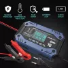 Automobilio akumuliatoriaus įkroviklis QOLTEC 52482 12/24 V 5/10 A su LCD ekranu ir F tipo kištuku