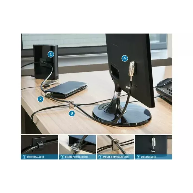Kensington Desktop & Peripherals Locking Kit 2.0 — vienas raktas
