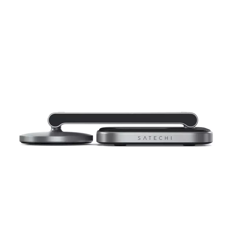 Satechi ST-Q21FM belaidis įkroviklis sulankstomas Qi2 15 W USB-C pilkas