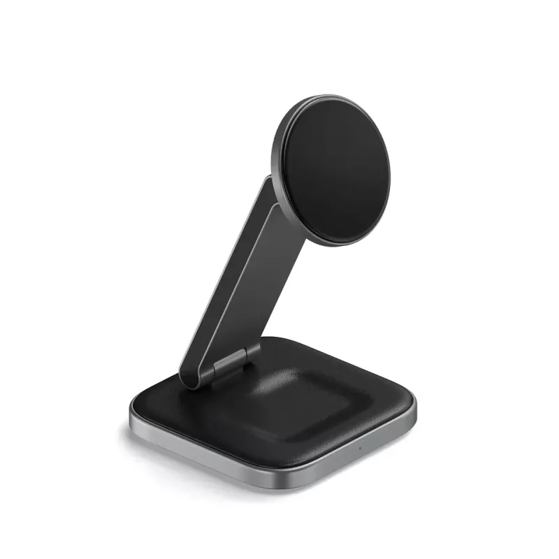 Satechi ST-Q21FM belaidis įkroviklis sulankstomas Qi2 15 W USB-C pilkas