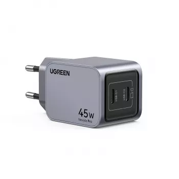 Ugreen 35008 universalus mobiliojo įrenginio kroviklis pilka spalva, greitas įkrovimas, 45 W, 2× USB-C