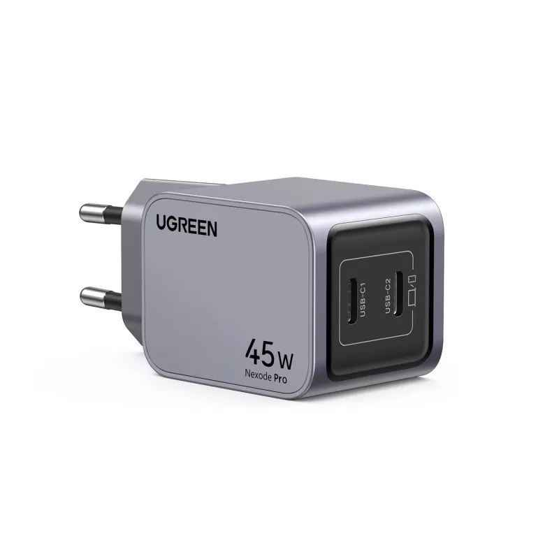 Ugreen 35008 universalus mobiliojo įrenginio kroviklis pilka spalva, greitas įkrovimas, 45 W, 2× USB-C