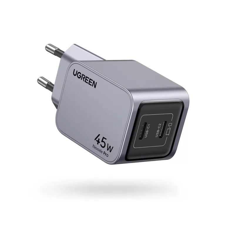 Ugreen 35008 universalus mobiliojo įrenginio kroviklis pilka spalva, greitas įkrovimas, 45 W, 2× USB-C