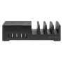 Manhattan įkrovimo stotelė su belaidžiu įkrovikliu (nuimama), 1x belaidis, 1x USB-C ir 4x USB-A prievadai, belaidžio išėjimas: 2A, USB-C išėjimas: 3A, USB-A išėjimai: 1x 3A ir 3x 2.4A maks., kabelis 1m, juoda