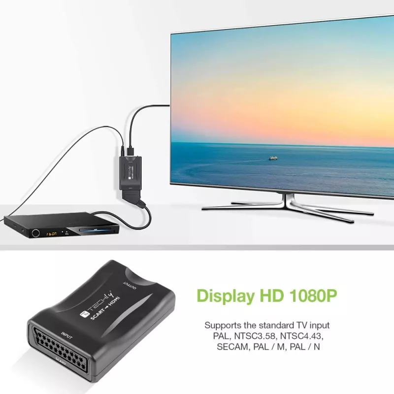 Techly IDATA SCART-HDMI3 vaizdo signalo keitiklis 1920 x 1080 pikselių