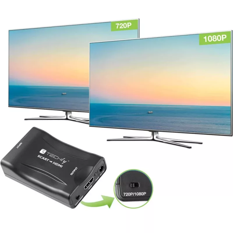 Techly IDATA SCART-HDMI3 vaizdo signalo keitiklis 1920 x 1080 pikselių