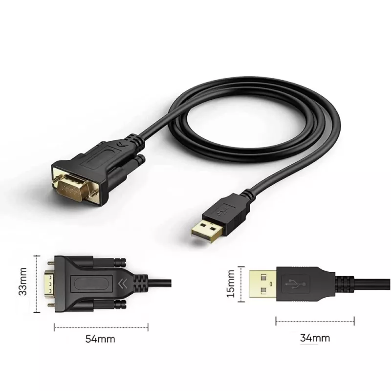 Serijinis kabelis Techly IDATA-USB2-SER-1 Juodas 1,5 m USB A tipo DB-9
