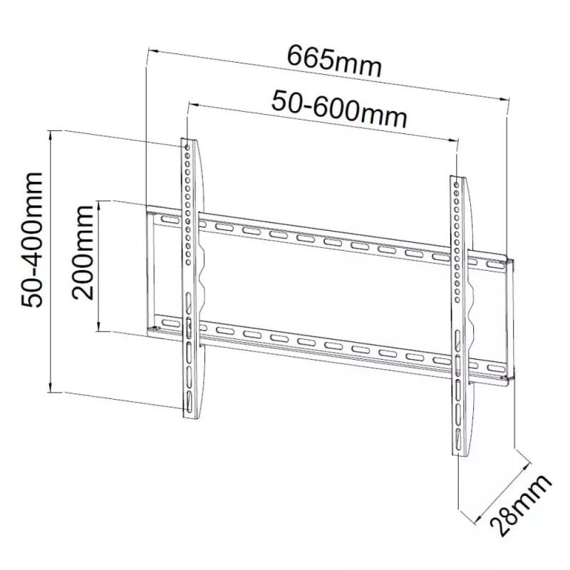 Techly ICA-PLB 162L televizoriaus sieninis laikiklis, 40-65", 50 kg, plonas 28 mm