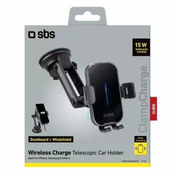 Automobilinis aktyvus telefono laikiklis SBS Mobile TESUPEXTWIR15W su belaidžiu įkrovimu, juodas