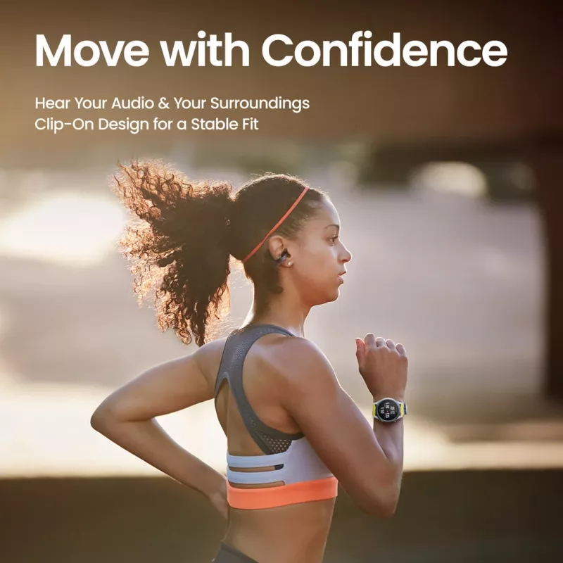 Belaidės ausinės Amazfit Up, atviro tipo, USB Type-C, Bluetooth, juodos