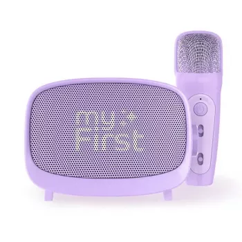Nešiojamas vaikų garsiakalbis myFirst Voice 2 – violetinis, kompaktiškas įkraunamas garsiakalbis vaikams