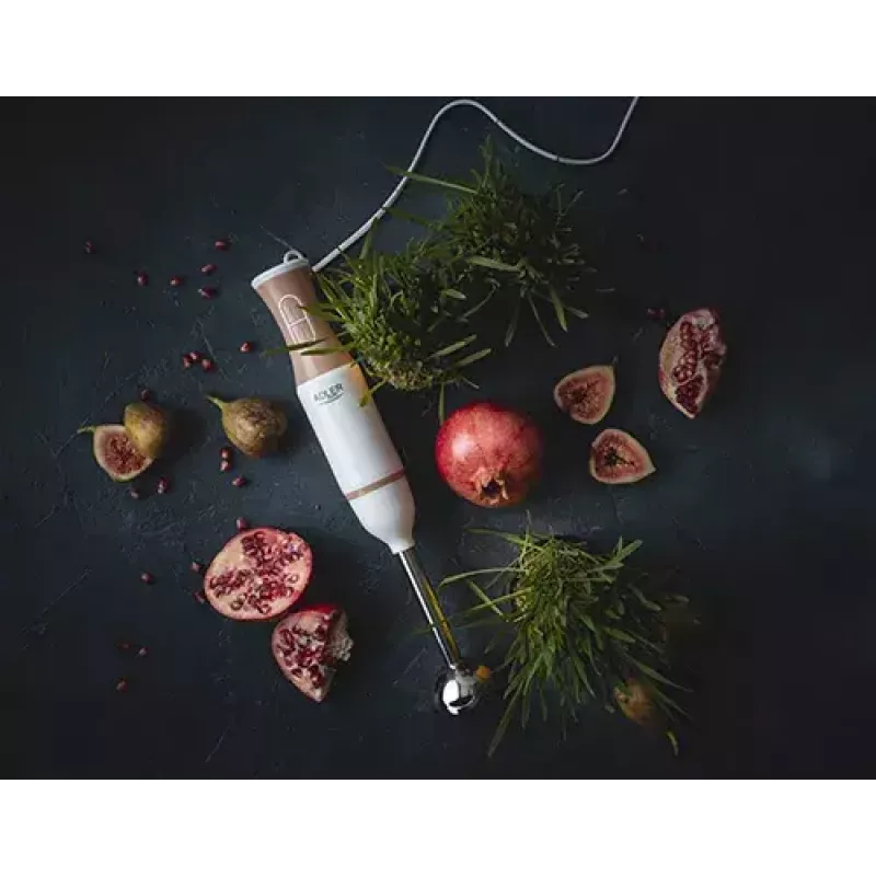 Panardintuvas Adler AD 4616 – rankinis blenderis, 500 W, 2 greičiai, nerūdijančio plieno peiliai, baltas
