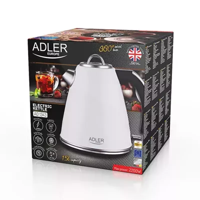 Elektrinis virdulys Adler AD 1343 1,7 l 2200 W Baltas