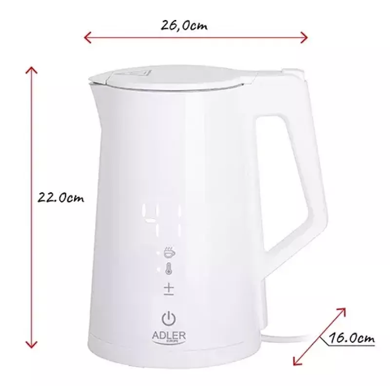 Elektrinis virdulys Adler 1.7 L 1850 W Baltas