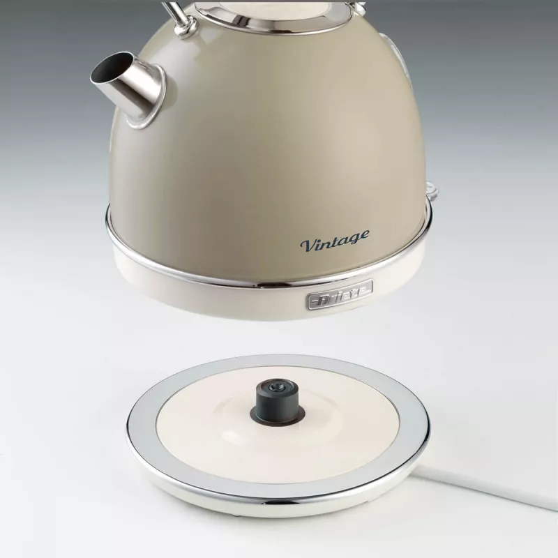 Ariete 2877 Virdulys Vintage, 1,7L, Belaidis, Smėlio spalvos, 1.7 L, 2000 W, Smėlio spalvos, Vandens lygio indikatorius, Belaidis, Filtras