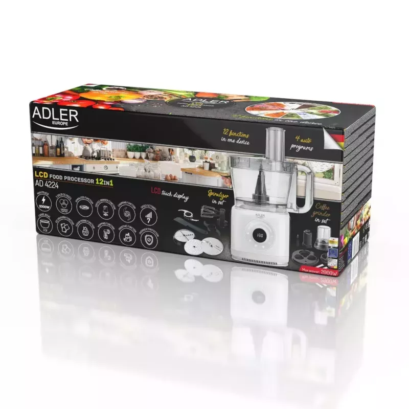 Virtuvinis kombainas Adler AD 4224 1000 W 3,5 L juodas baltas
