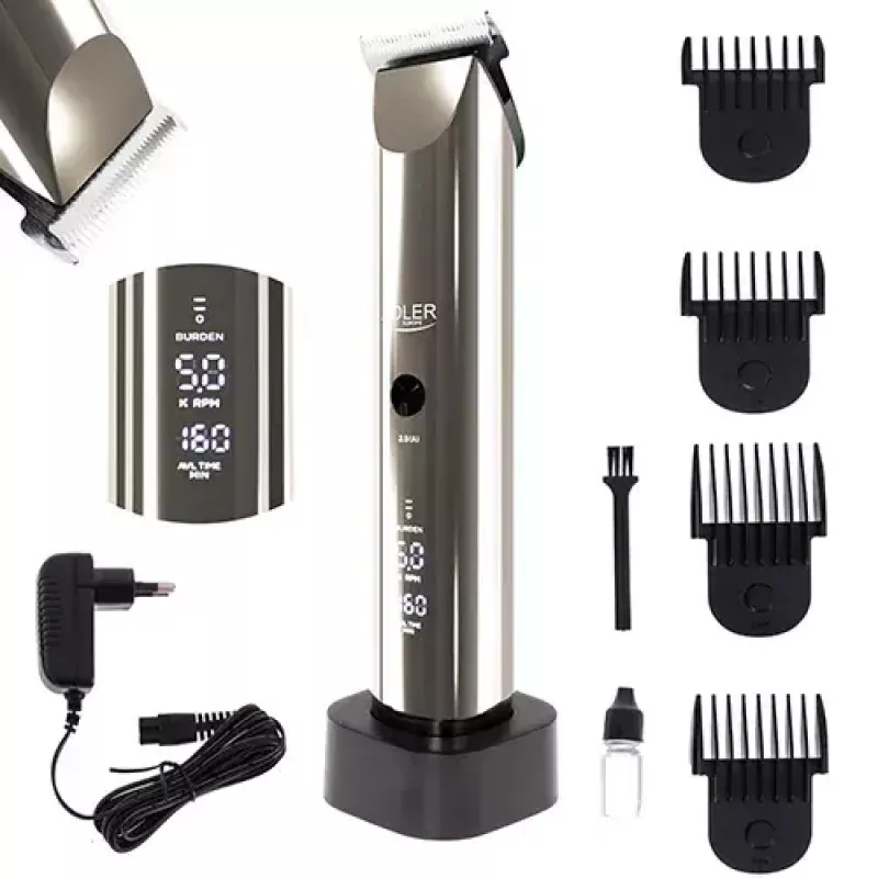 Plaukų kirpimo mašinėlė Adler AD 2834 sidabrinė 3 mm – 1,2 cm LCD