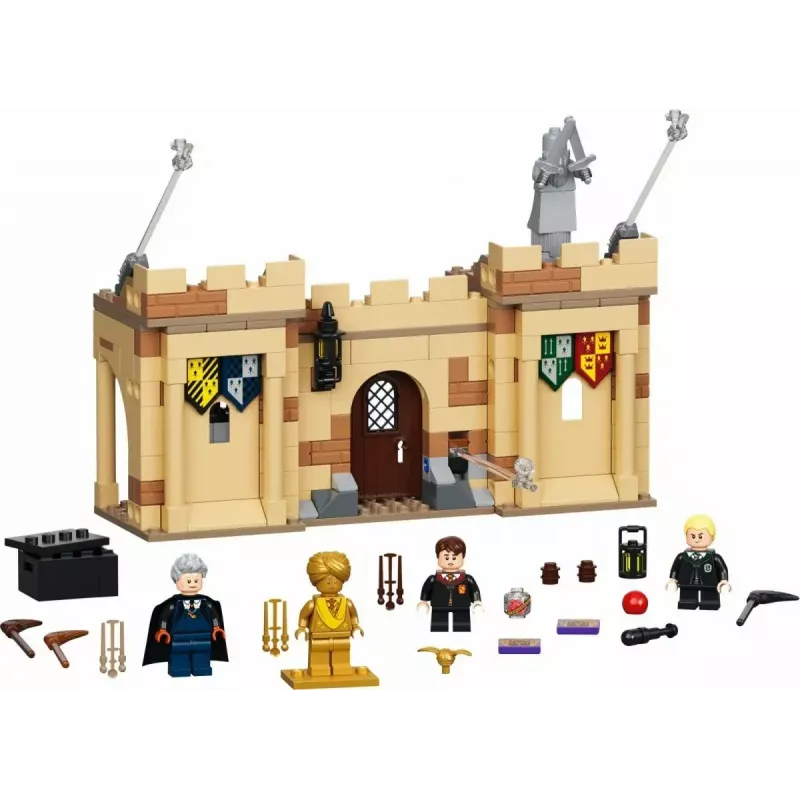 LEGO Harry Potter rinkinys Hogvartso pirmoji skraidymo pamoka 76395 su Harry ir Draco minifigūrėlėmis