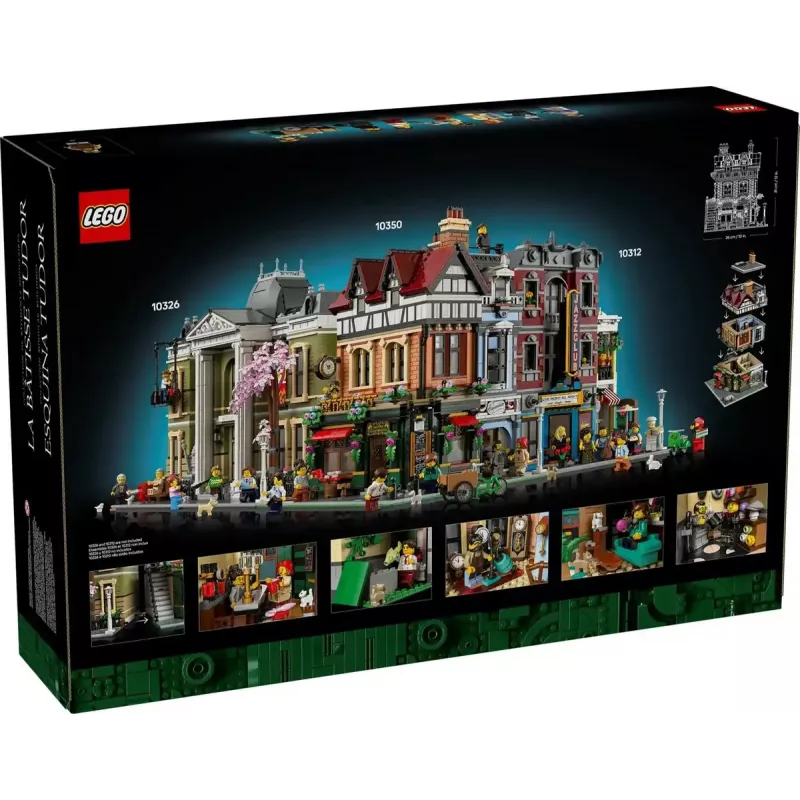 LEGO Icons statybinis rinkinys 10350 Tudor kampinis namas – 3 266 detalės, 8 minifigūrėlės, amžius 18+, 260×250×310 mm