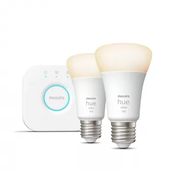 Philips Hue White pradinis rinkinys: 2 protingos E27 lemputės (1100 liumenų)