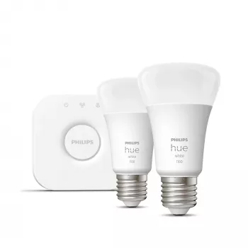 Philips Hue White pradinis rinkinys: 2 protingos E27 lemputės (1100 liumenų)