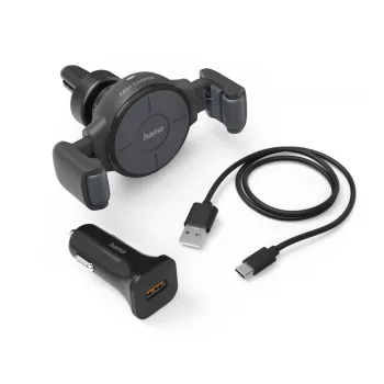 Hama FC10 Flex-Set Smartphone automobilinis belaidis greitasis kroviklis su laikikliu, antracitas
