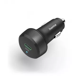 Automobilinis įkroviklis Hama 00201638, USB Type-C, 25 W, Power Delivery, Quick Charge, juodas