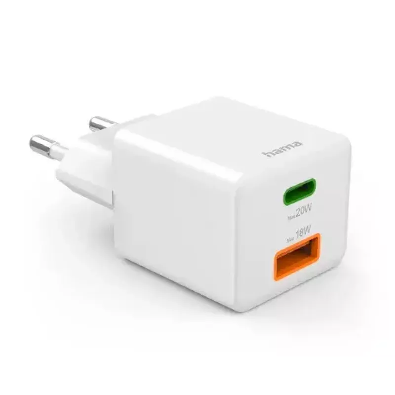 Hama 00201991 greitasis sieninis USB-C ir USB-A įkroviklis 20 W baltas