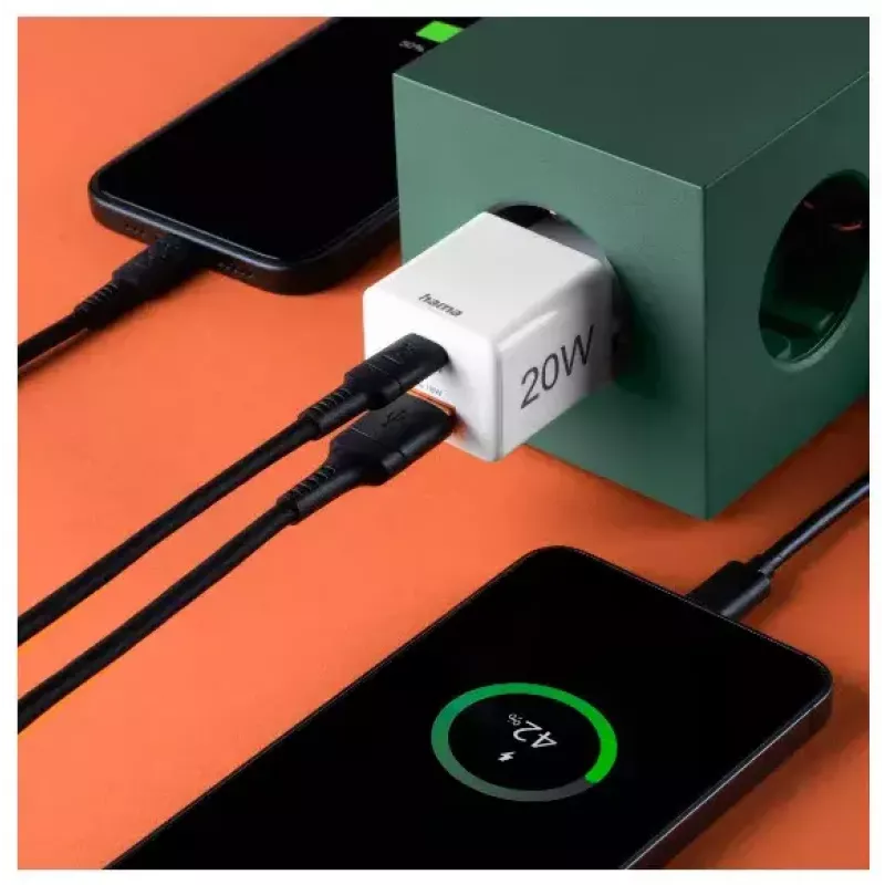 Hama 00201991 greitasis sieninis USB-C ir USB-A įkroviklis 20 W baltas