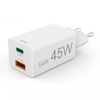 Hama 00201993 greitasis sieninis įkroviklis 45 W, USB-C / USB-A, baltas