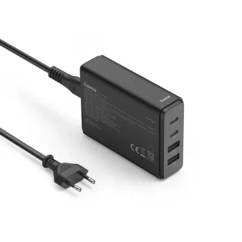 Hama 00201979 greitasis AC įkroviklis nešiojamam kompiuteriui, powerbankui, išmaniajam telefonui, planšetei, juodas, 65 W, GaN