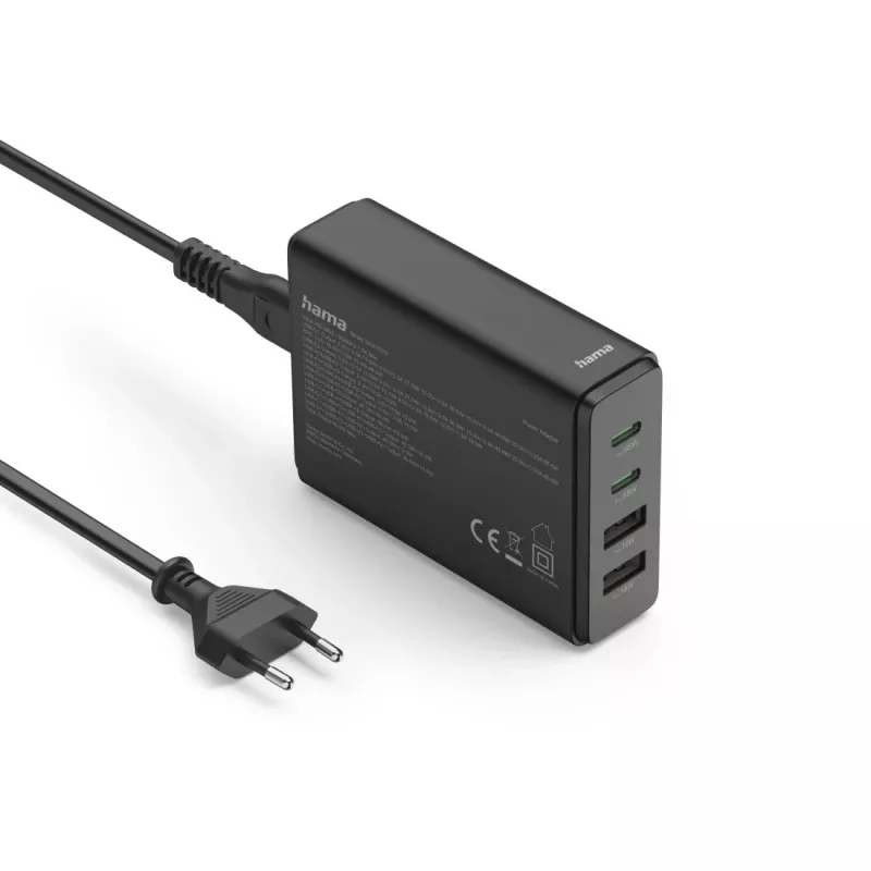 Hama 00201979 greitasis AC įkroviklis nešiojamam kompiuteriui, powerbankui, išmaniajam telefonui, planšetei, juodas, 65 W, GaN