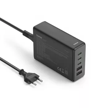 Hama 00201978 greitasis įkroviklis nešiojamam kompiuteriui, išmaniajam telefonui, planšetei, maitinimo blokui, juodas, 140 W, 3×USB-C, patalpoms