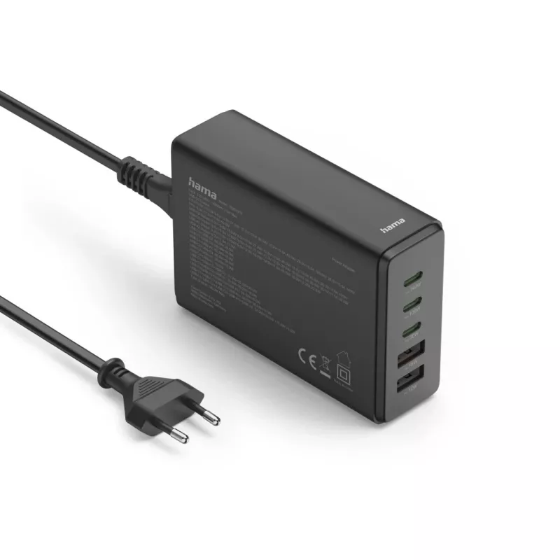 Hama 00201978 greitasis įkroviklis nešiojamam kompiuteriui, išmaniajam telefonui, planšetei, maitinimo blokui, juodas, 140 W, 3×USB-C, patalpoms