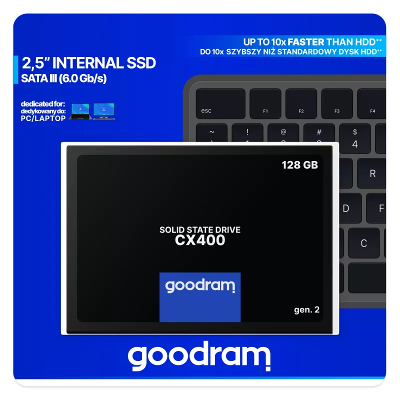 2,5 colio SATA III SSD GOODRAM SSDPR-CX400-128-G2 – 128 GB, 550/460 MB/s, 3D TLC NAND