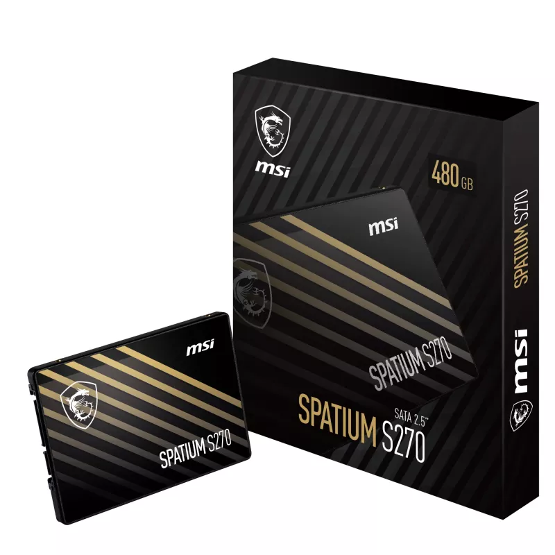 SSD 2.5 colio SATA III MSI SPATIUM S270 480GB — 3D NAND, 450 MB/s rašymas