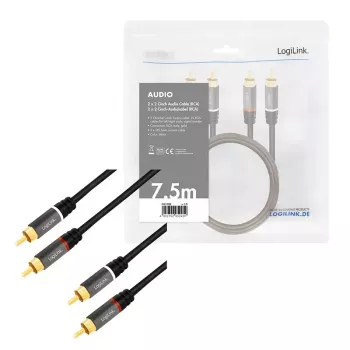 Garso laidas LogiLink CA1208 7,5 m 2 x RCA juodas