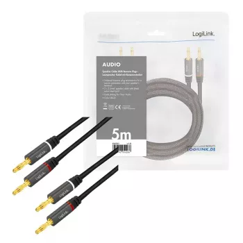 Audio kabelis LogiLink CA1211 5m 2x Banana juodas