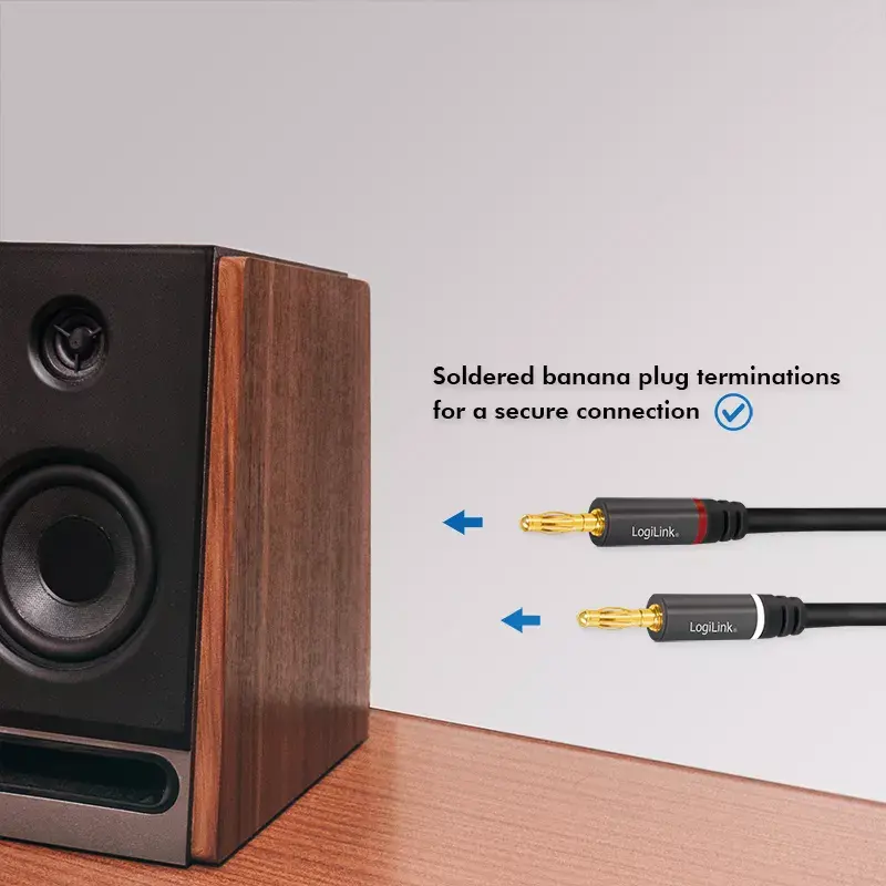Audio kabelis LogiLink CA1211 5m 2x Banana juodas
