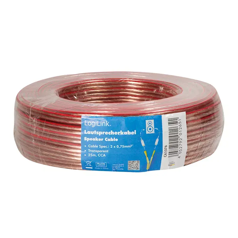 Audio kabelis LogiLink CA1076 25 m permatomas