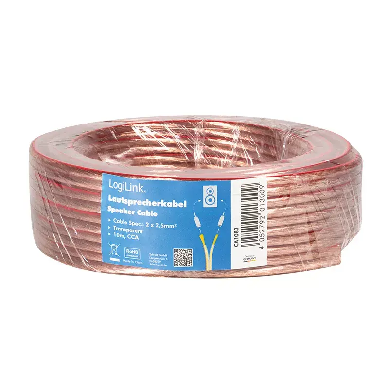 Audio kabelis LogiLink CA1083 10 m skaidrus