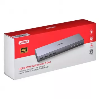 Unitek V306A KVM perjungiklis 4K HDMI 2.0, 4 įėjimai ir 1 išėjimas, USB