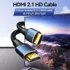 HDMI kabelis Vention 2.1 8K 2 m, pintas medvilninis apvalkalas, 48 Gbit/s, 120 Hz, HDMI Type A kištukas–kištukas, mėlynas