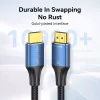 HDMI kabelis Vention 2.1 8K 2 m, pintas medvilninis apvalkalas, 48 Gbit/s, 120 Hz, HDMI Type A kištukas–kištukas, mėlynas