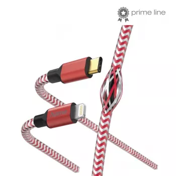 Hama atšvaitinis kabelis 1,5 m raudonas Lightning – USB C 3A