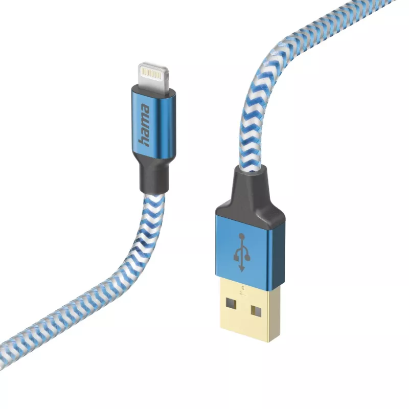 Laidas Hama Reflective 1,5 m mėlynas Lightning į USB A 2,4 A