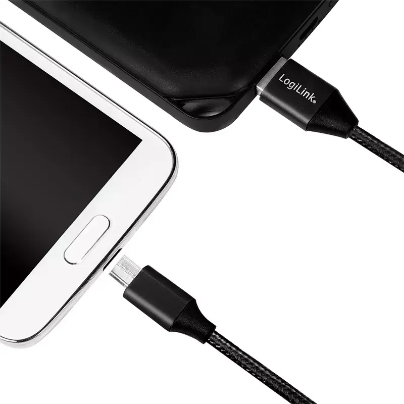 USB kabelis LogiLink CU0143 USB 2.0 0,3 m USB A Micro-USB B juodas