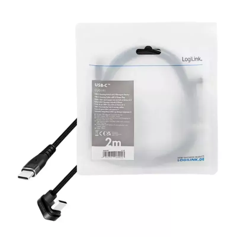 LogiLink CU0191 USB 2.0 laidas USB-C 2 m juodas