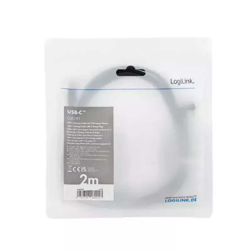 LogiLink CU0191 USB 2.0 laidas USB-C 2 m juodas