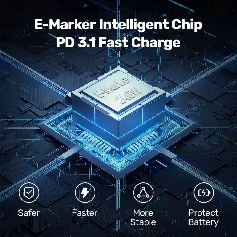 Unitek C14110GY-2M USB-C į USB-C kroviklio laidas, PD 240 W (48 V/5 A), 2 m, juodai pilkas